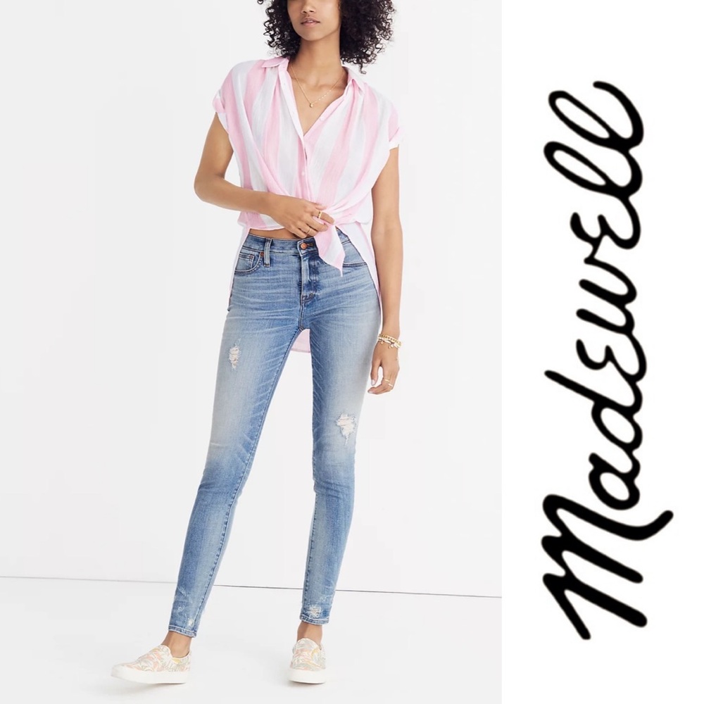 Madewell 9" High-Rise Skinny Jeans: Destructed-Hem Edition 28
